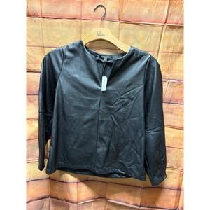 Banana Republic Faux Leather Black Shirt Small New With Tags Missing Belt